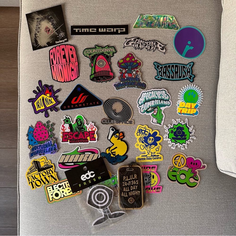 EDC luggage tag, air freshener and stickers
